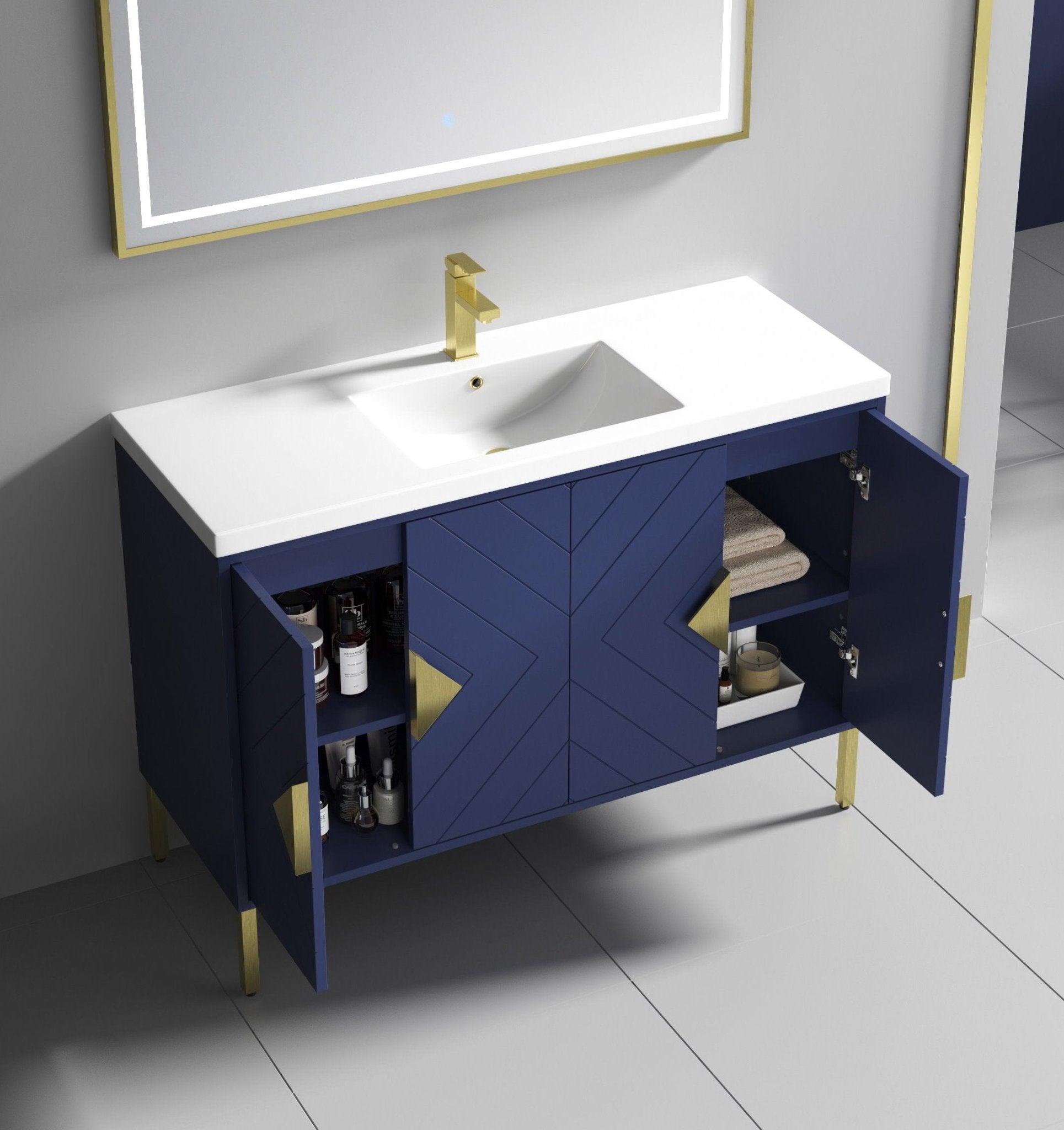 Chans Furniture AC-66NB48 48"  Tennant Brand Modern Style Navy Blue Eileen Bathroom Sink Vanity