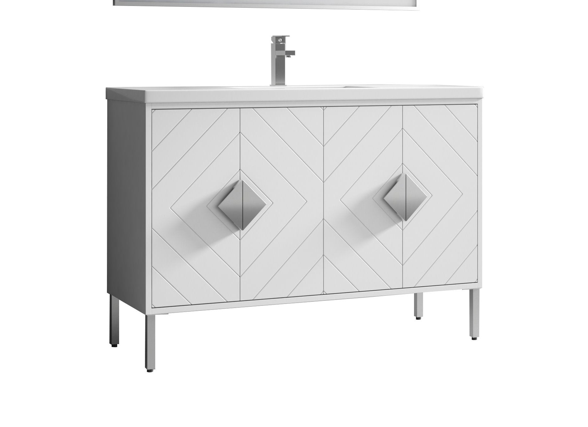 Chans Furniture AC-66WT48 48"  Tennant Brand Modern Style White Eileen Bathroom Sink Vanity
