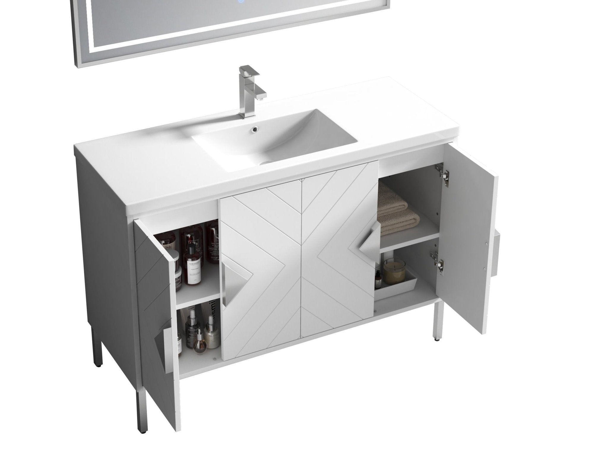 Chans Furniture AC-66WT48 48"  Tennant Brand Modern Style White Eileen Bathroom Sink Vanity