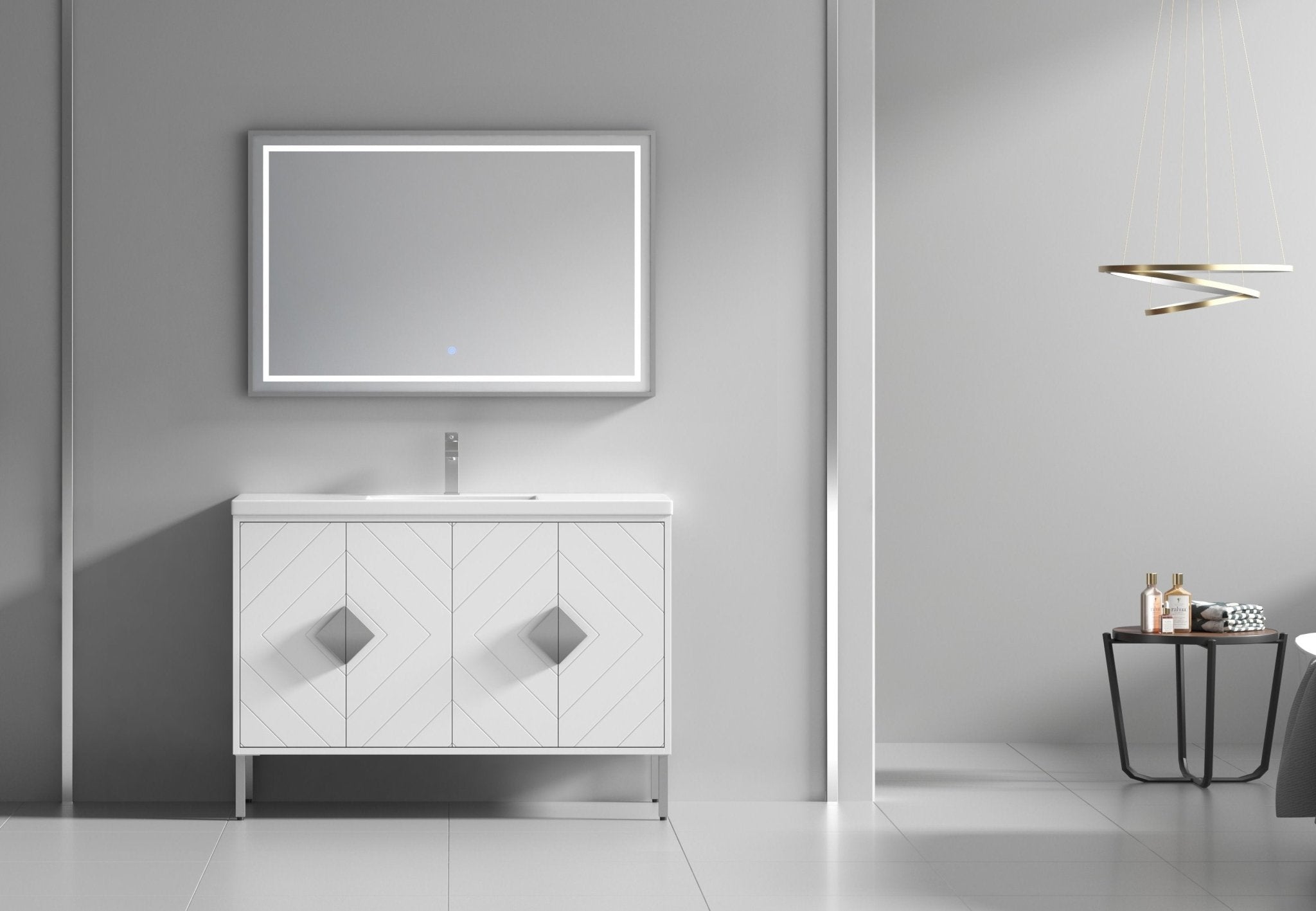 Chans Furniture AC-66WT48 48"  Tennant Brand Modern Style White Eileen Bathroom Sink Vanity