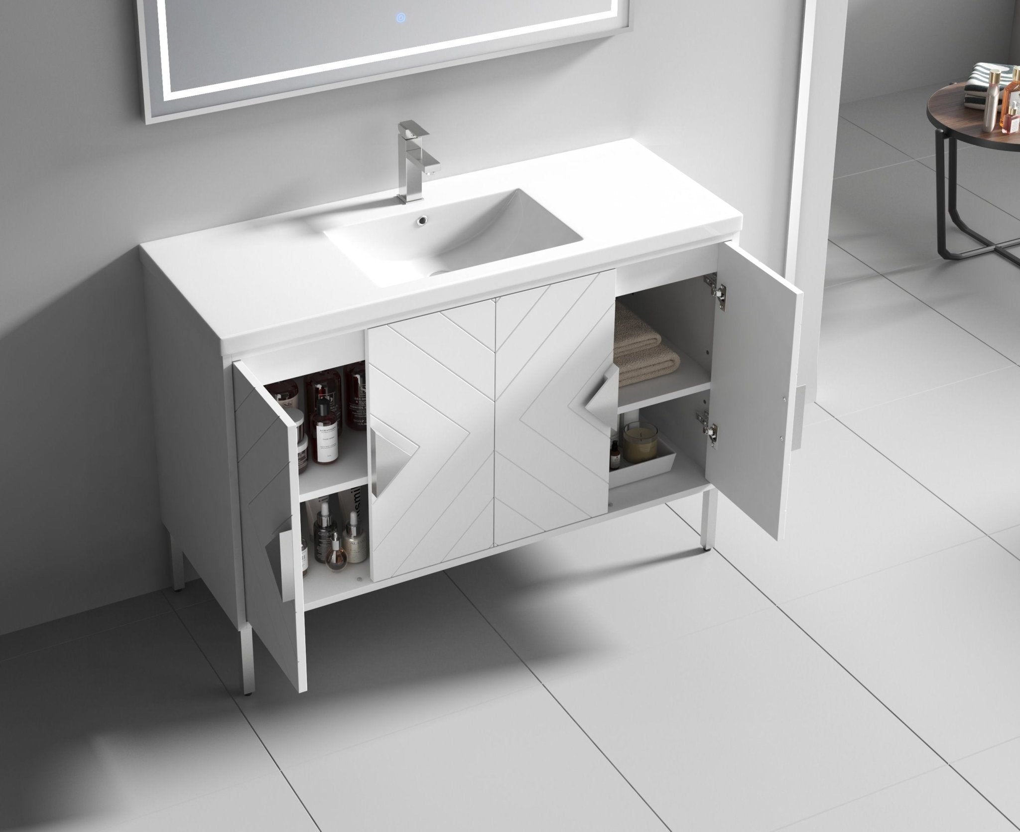 Chans Furniture AC-66WT48 48"  Tennant Brand Modern Style White Eileen Bathroom Sink Vanity