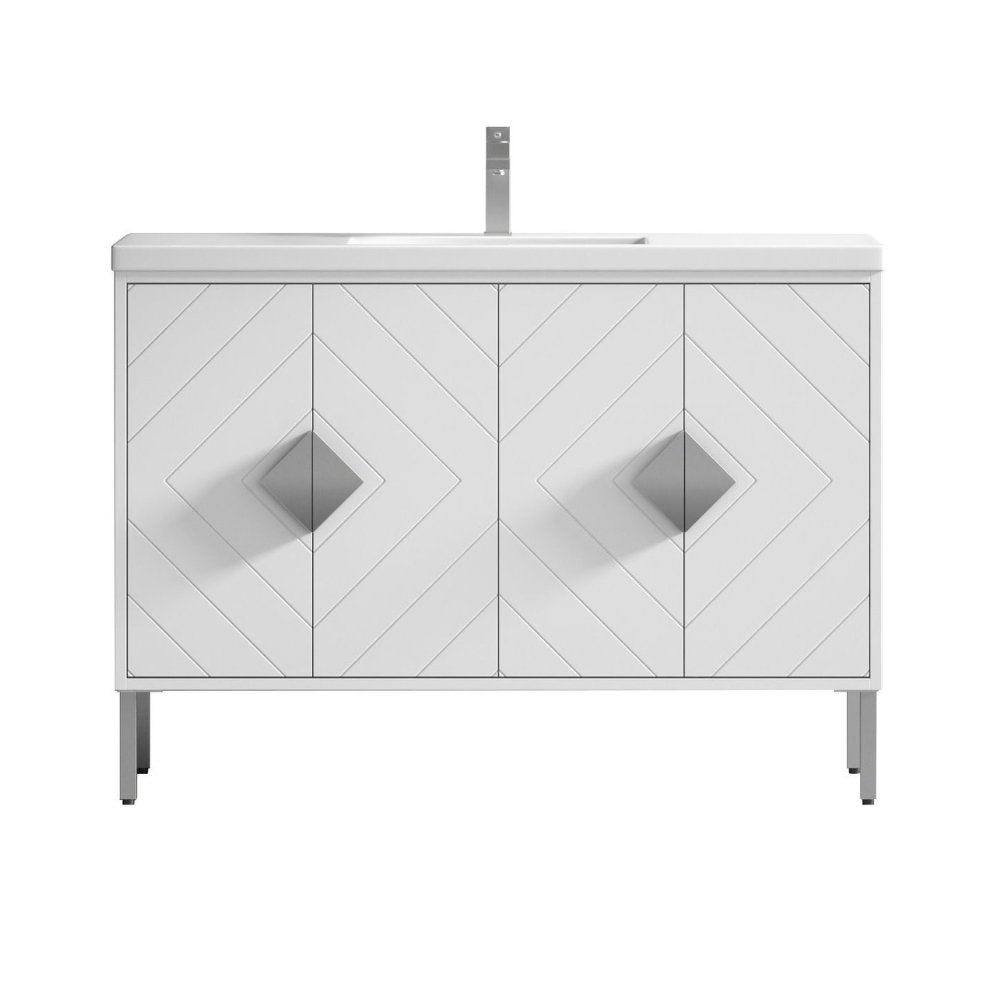 Chans Furniture AC-66WT48 48"  Tennant Brand Modern Style White Eileen Bathroom Sink Vanity