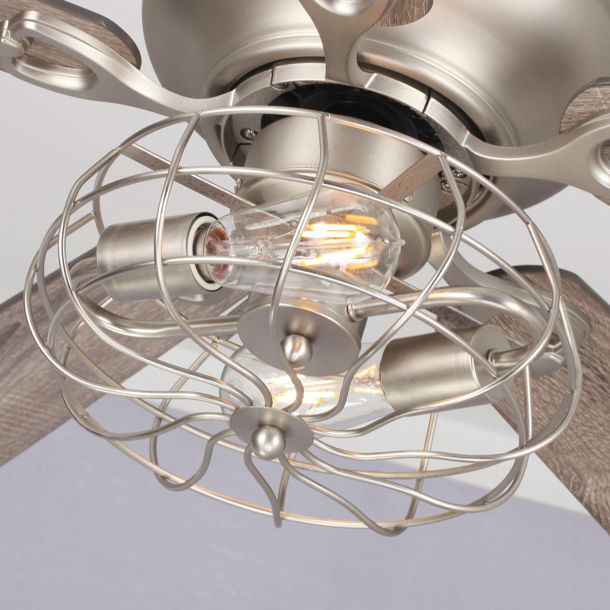 48" Thurber Industrial Satin Nickel Flush Mount Reversible Ceiling Fan with Lighting and Remote Control