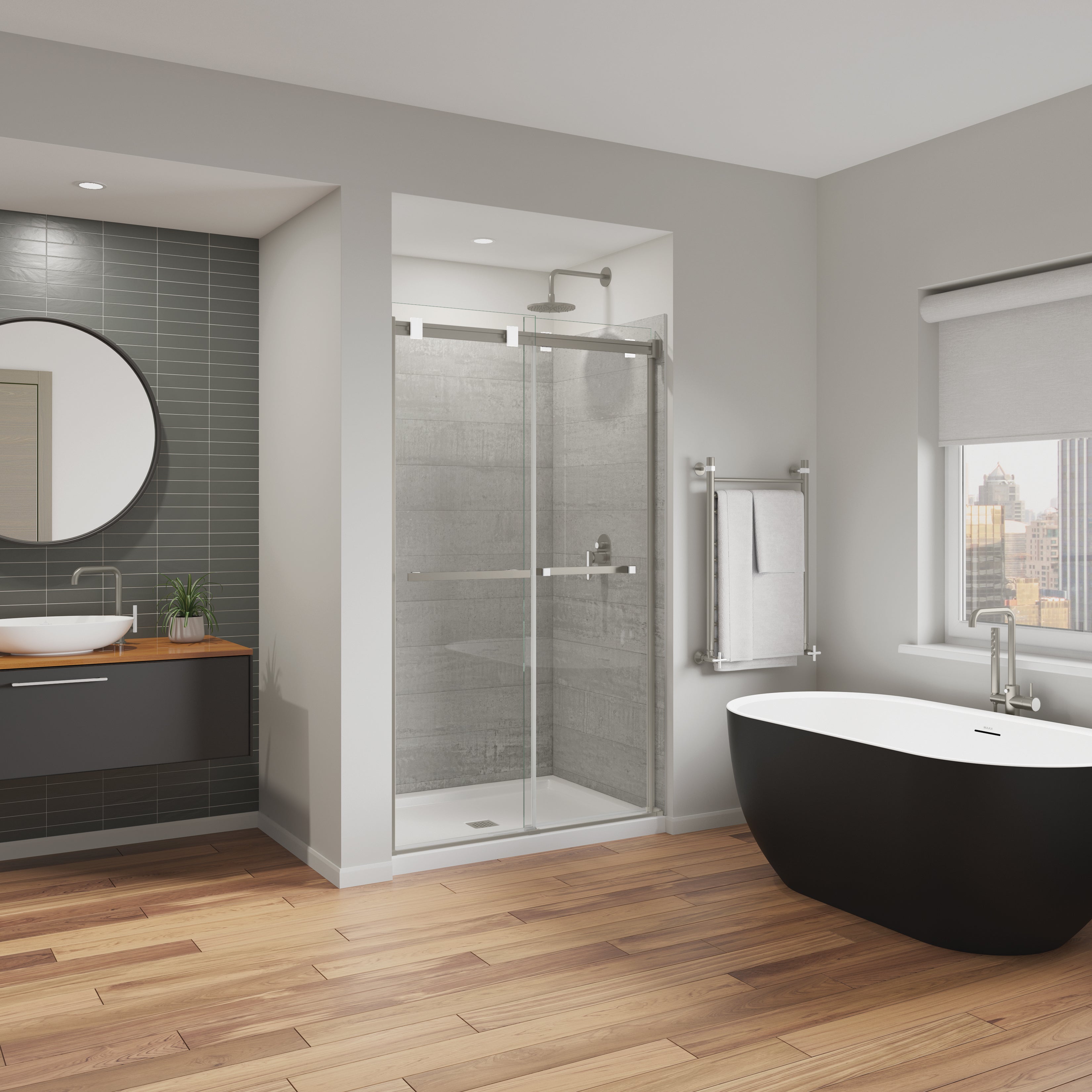 Maax Duel Alto 44-47 X 78 in. 8mm Bypass Shower Door