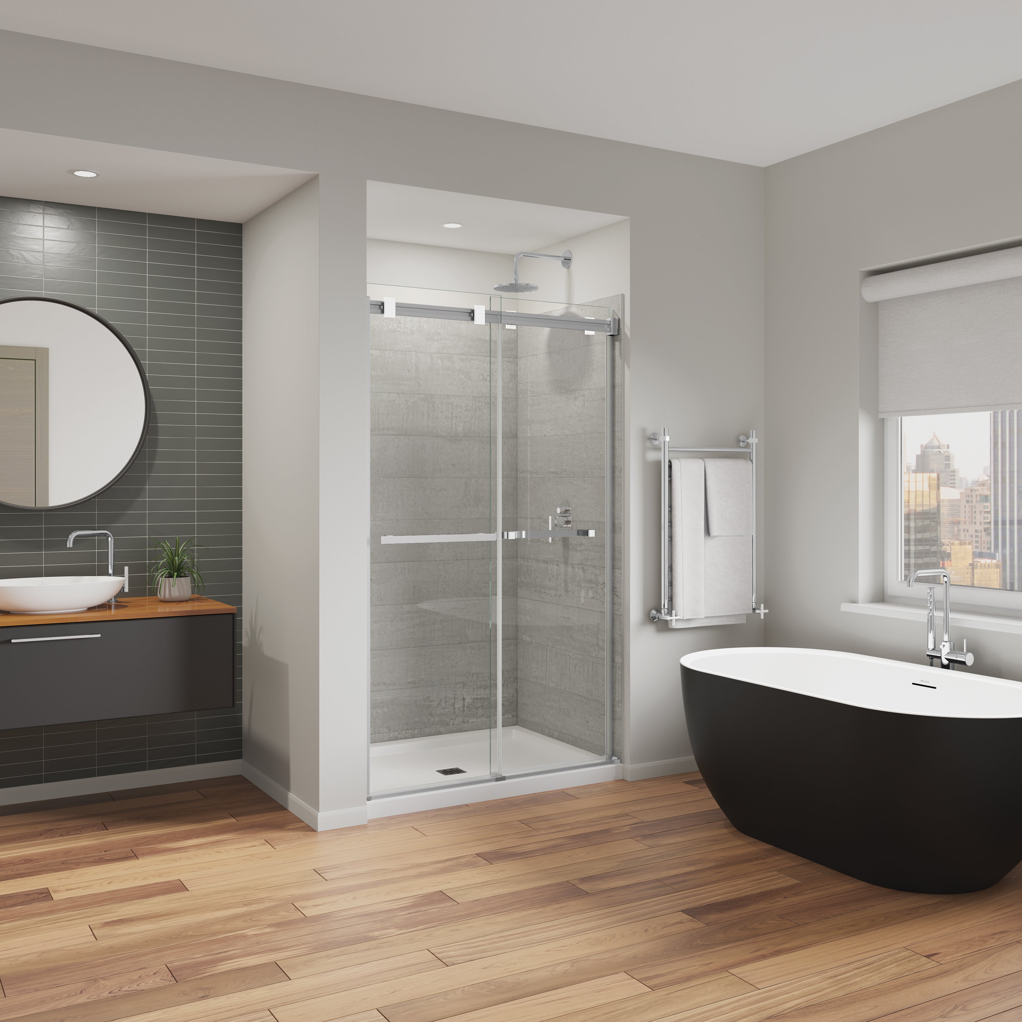 Maax Duel Alto 44-47 X 78 in. 8mm Bypass Shower Door