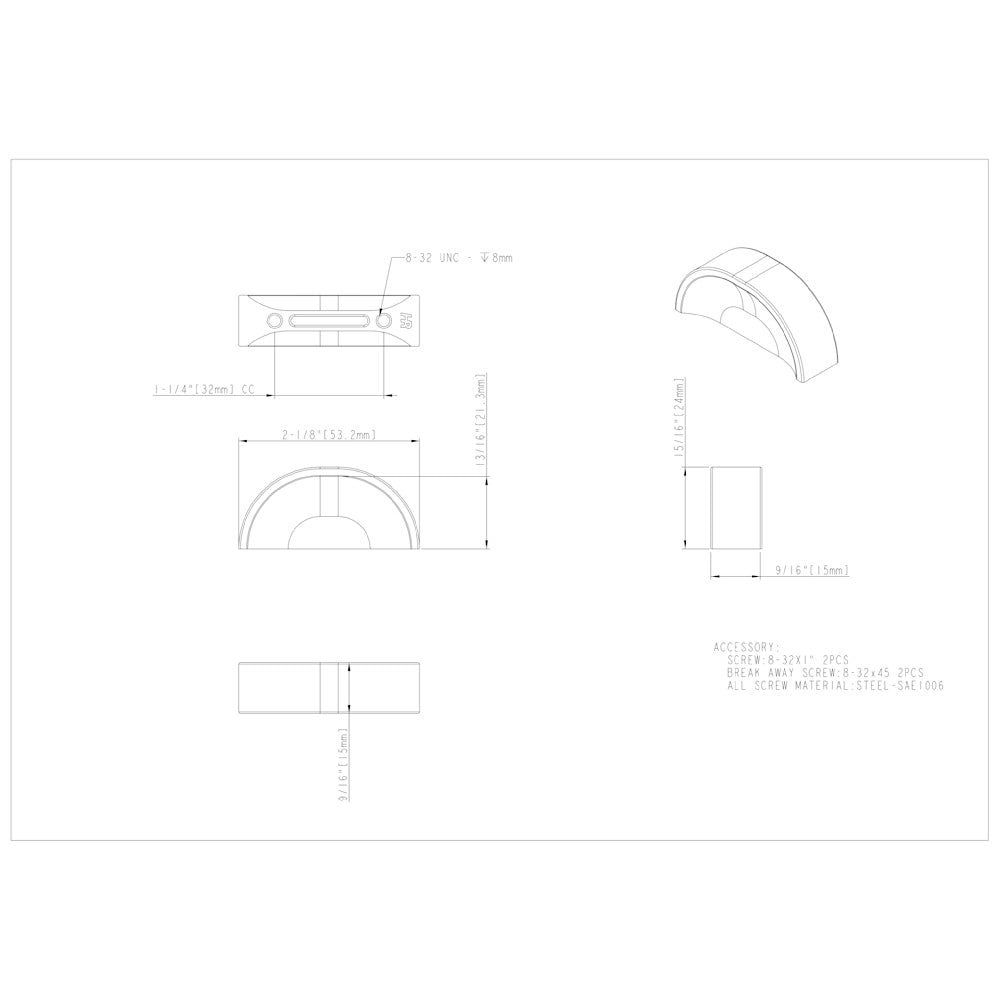 Hardware Resources 32 mm Center-to-Center Satin Nickel Elara Cabinet Pinch Pull