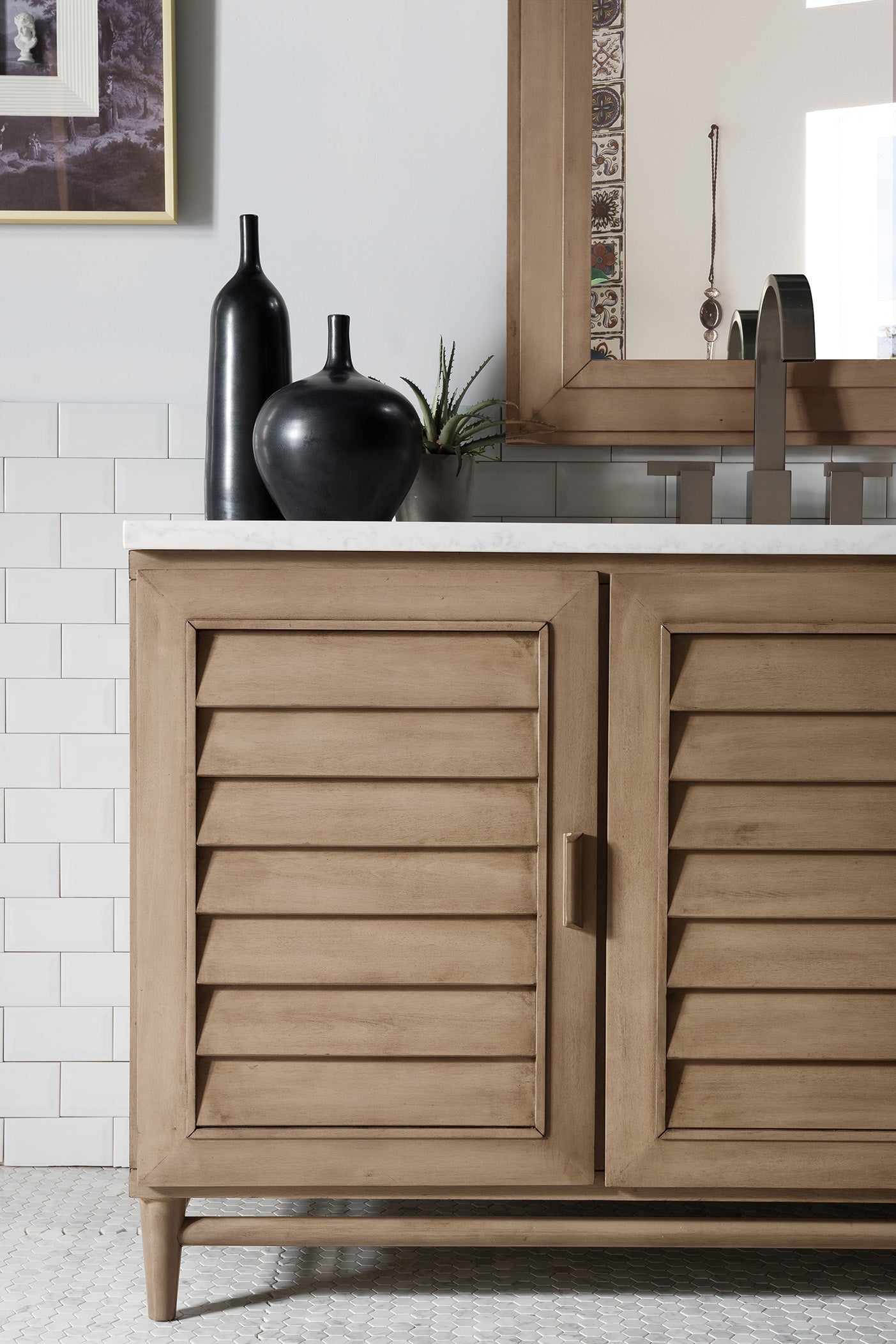 James Martin Portland 60" Single Vanity in Whitewashed Walnut with 3cm Countertop