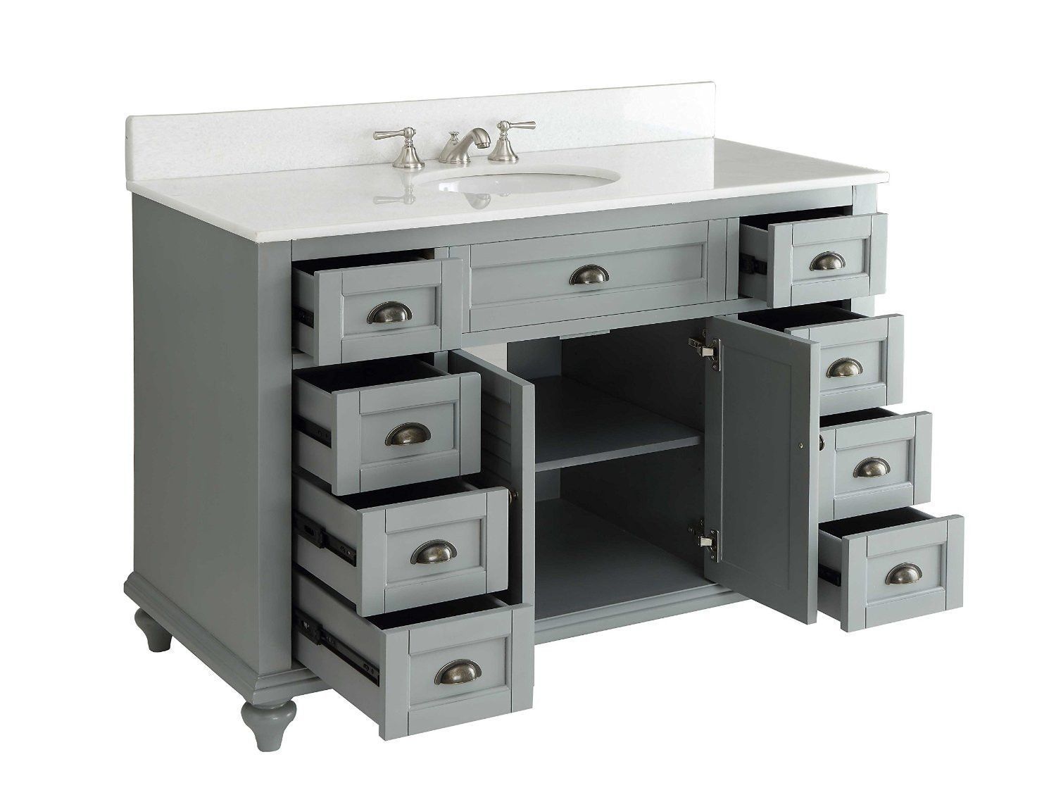 Chans Furniture GD-28329CK 49" Benton Collection Cottage style Glennville Bathroom Sink Vanity (Grey)