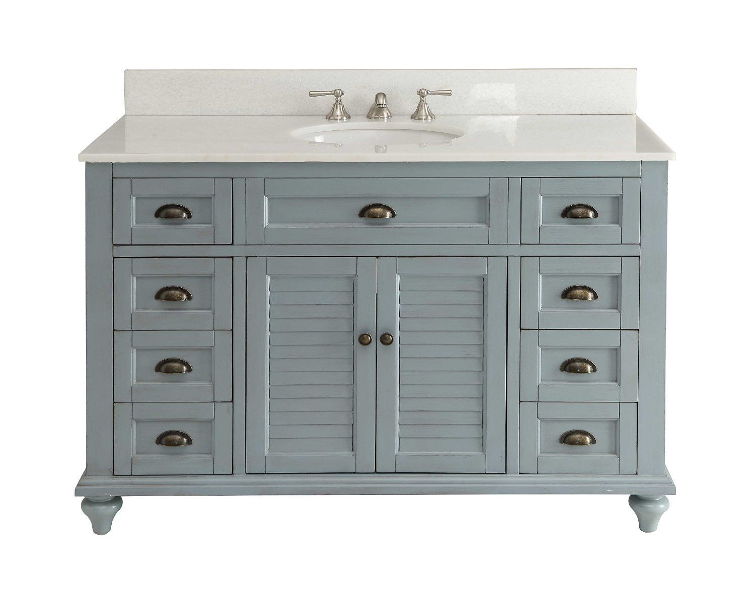 Chans Furniture GD-28328BU 49" Benton collection Vintage Blue Cottage Glennville Bathroom Sink Vanity