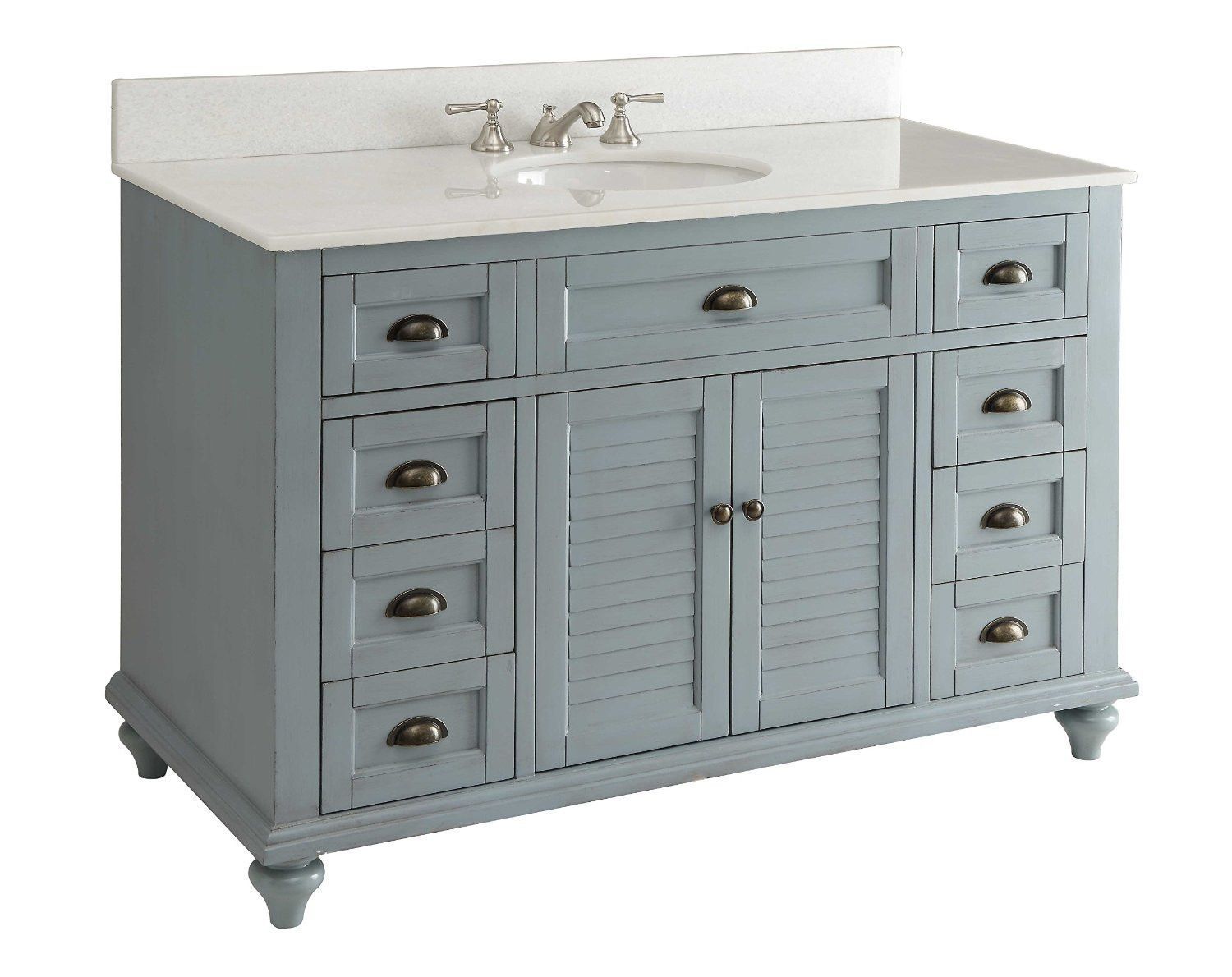 Chans Furniture GD-28328BU 49" Benton collection Vintage Blue Cottage Glennville Bathroom Sink Vanity