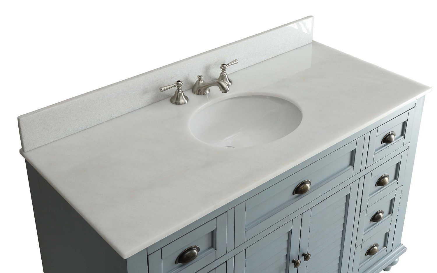 Chans Furniture GD-28328BU 49" Benton collection Vintage Blue Cottage Glennville Bathroom Sink Vanity