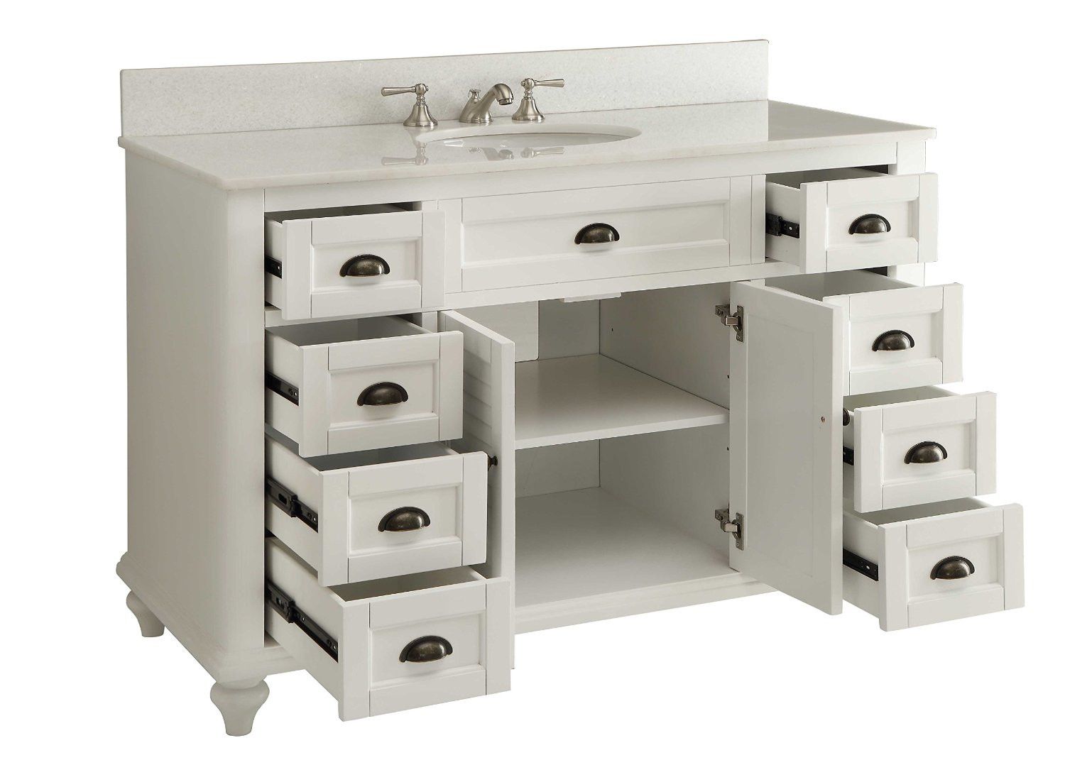 Chans Furniture GD-28327W 49" Cottage Style White Glennville Bathroom Sink Vanity
