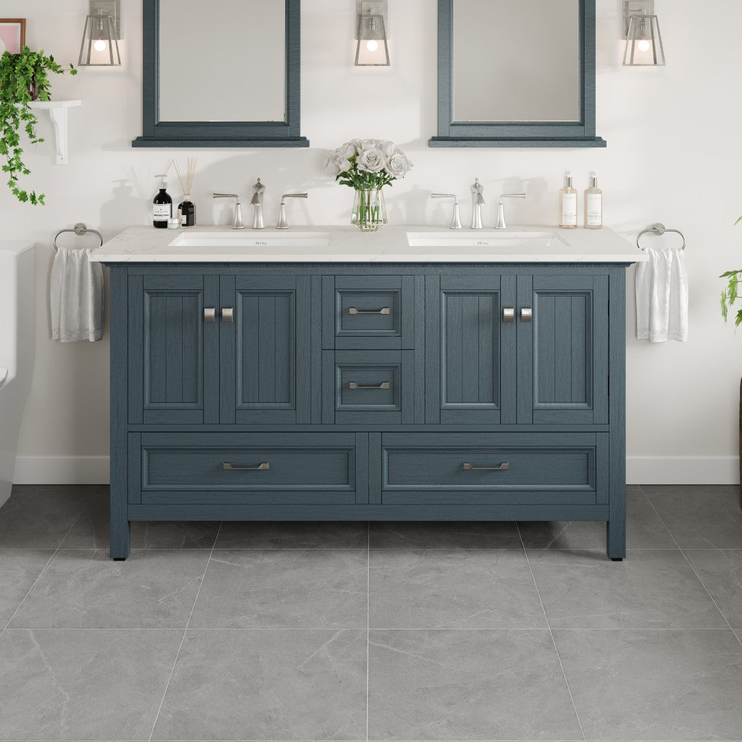 Eviva Britney Bath Vanity with Carrara Quartz Top and Undermount Porcelain Sink (24"-72")