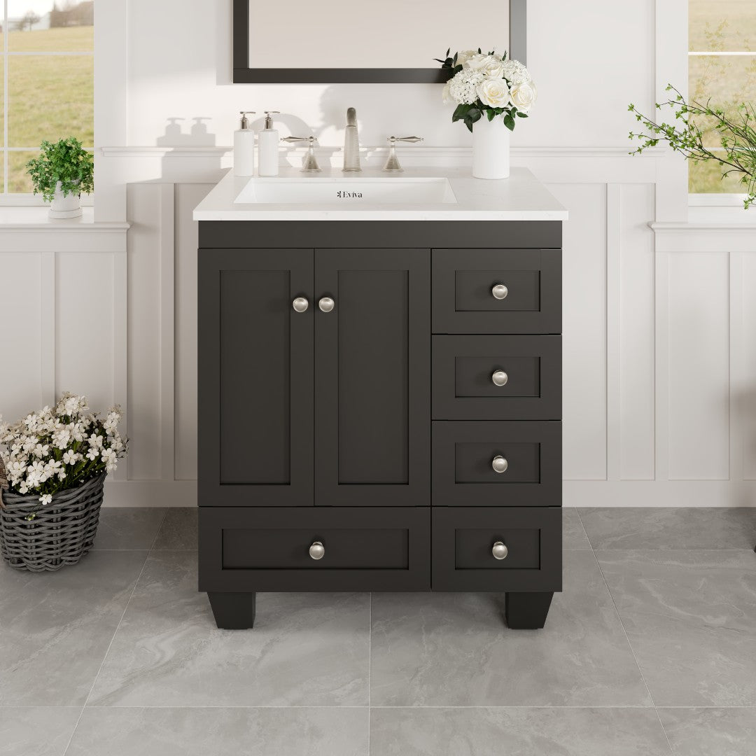 Eviva Acclaim Bath Vanity with Counter Top and Undermount Porcelain Sink (24"-30")