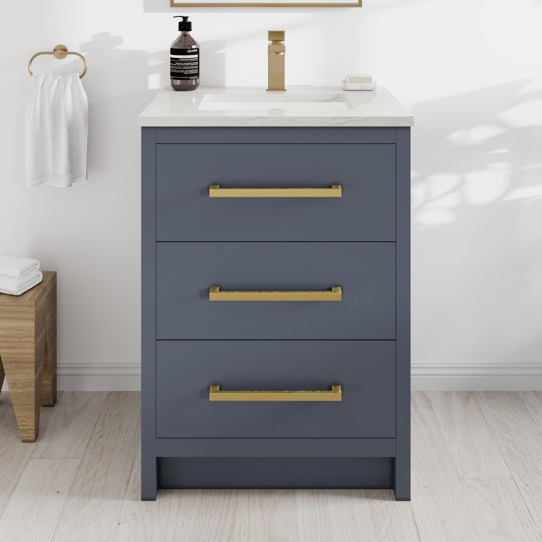 Eviva Curio Bath Vanity with Carrara Quartz Top and Undermount Porcelain Sink (24"-60")