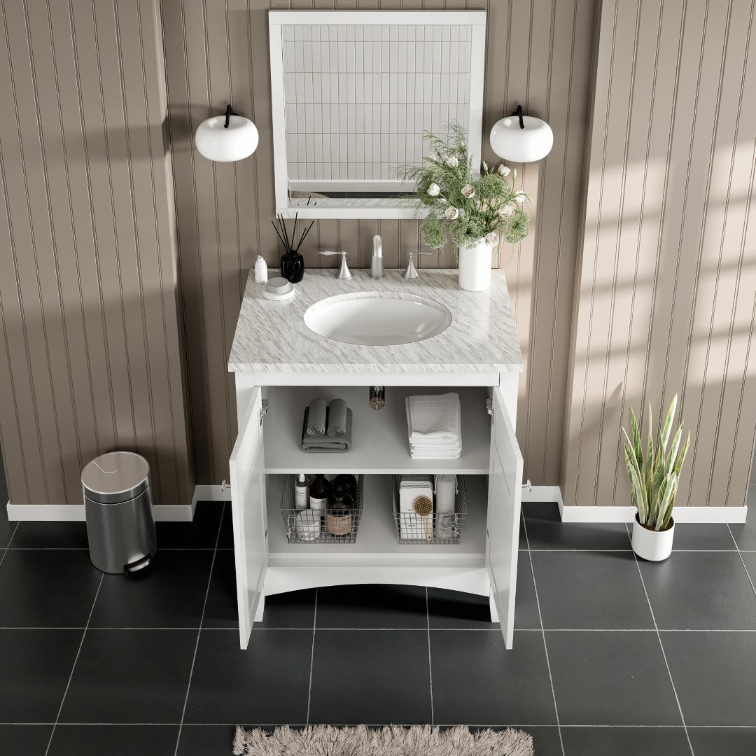 Eviva New York Bath Vanity with Carrara Marble Top and Undermount Porcelain Sink (24"-36")