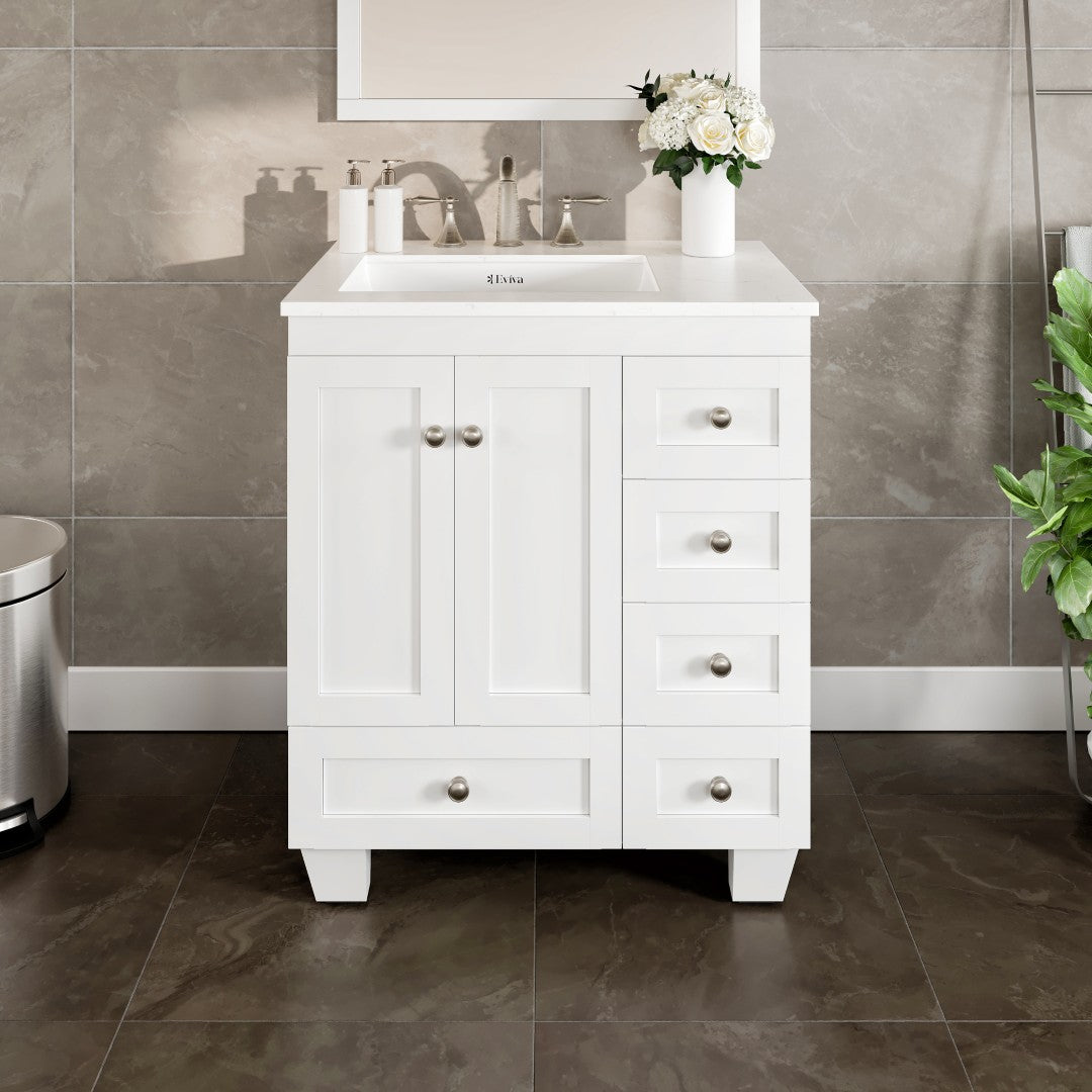 Eviva Acclaim Bath Vanity with Counter Top and Undermount Porcelain Sink (24"-30")