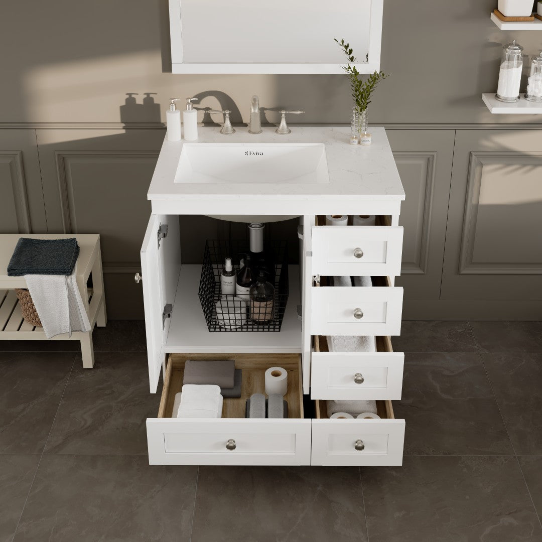 Eviva Acclaim Bath Vanity with Counter Top and Undermount Porcelain Sink (24"-30")