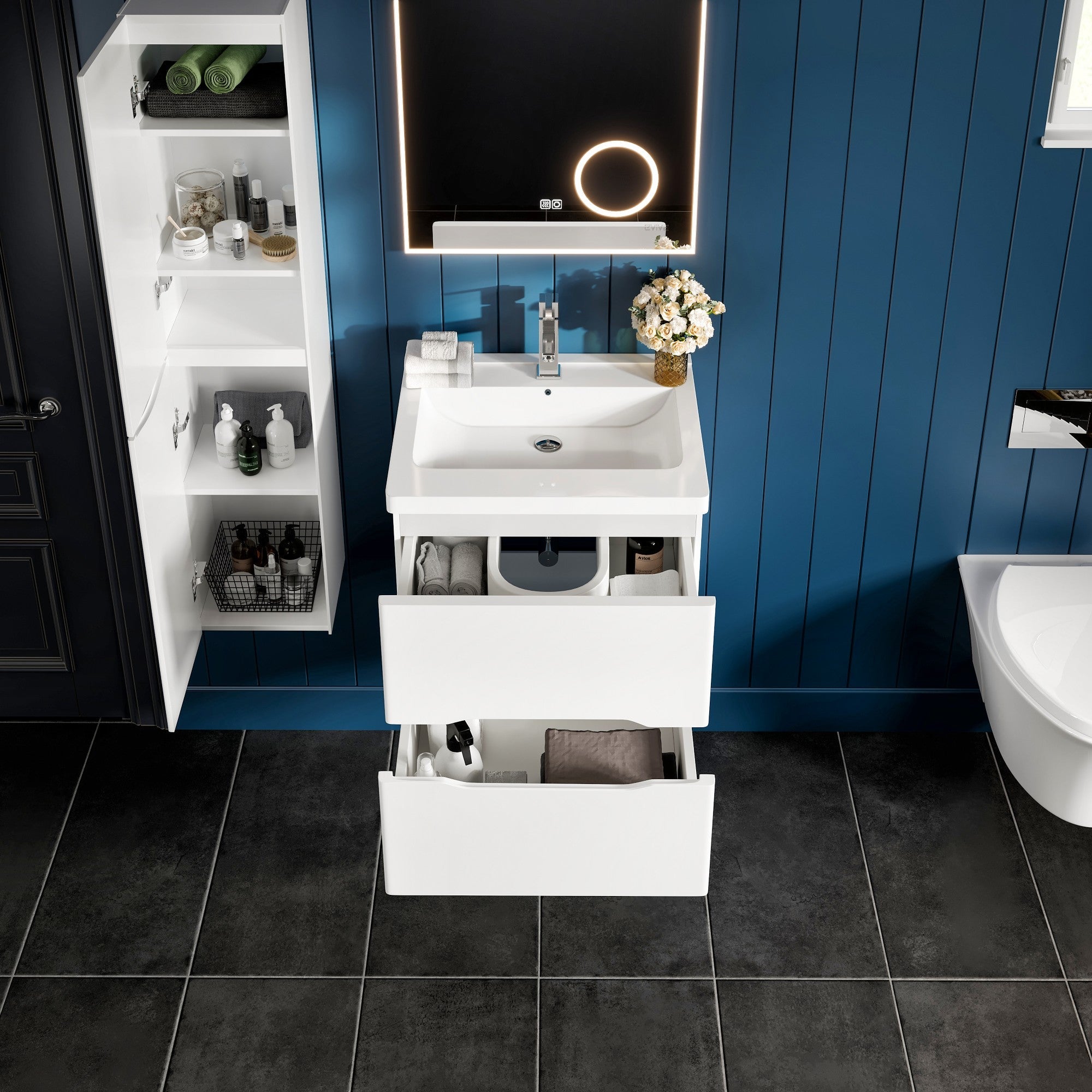 Eviva Maui Wall Mount Bath Vanity with Acrylic Top and Integrated Sink