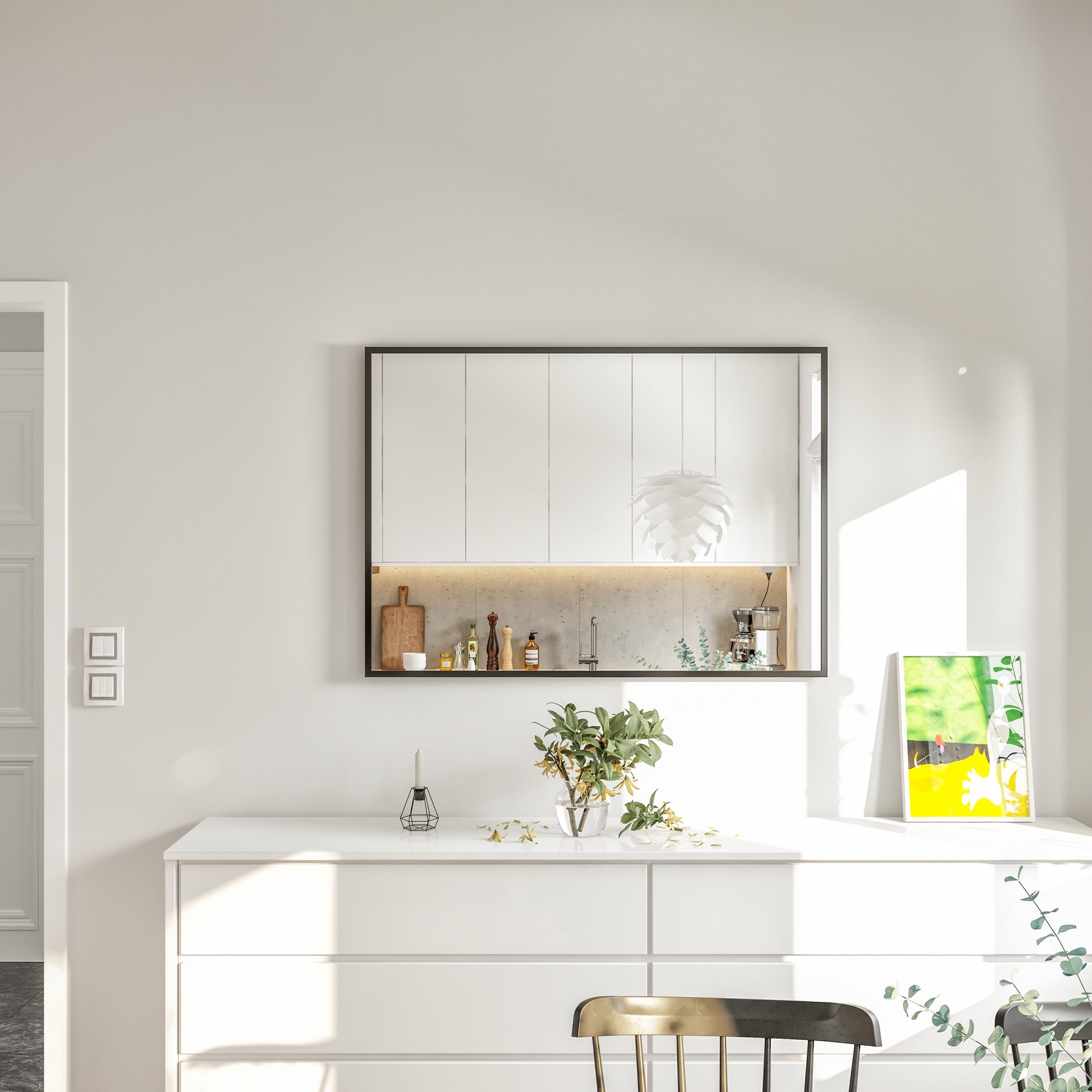 Eviva Black Black Metal Framed Mirror