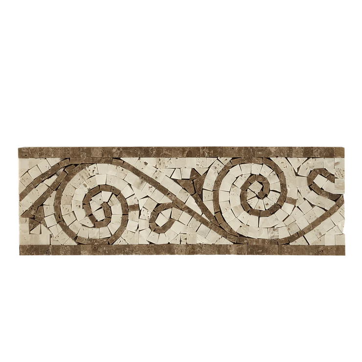 NOCHE TRAVERTINE & LIGHT TRAVERTINE ART BORDER HONED