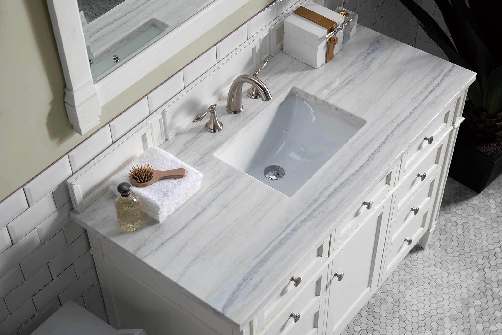 James Martin Brittany 48" Single Vanity in Bright White with 3cm Countertop
