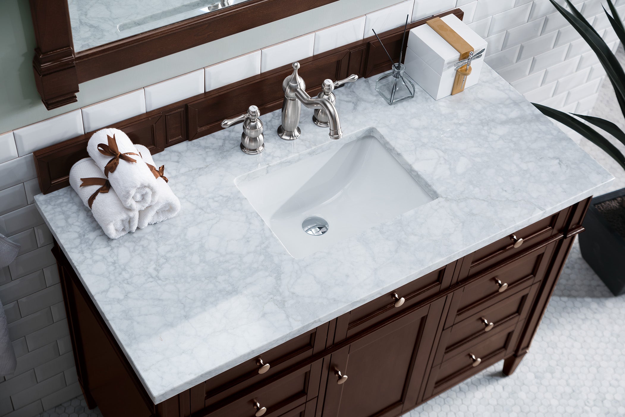 James Martin Brittany 48" Single Vanity in Burnished Mahogany with 3cm Countertop