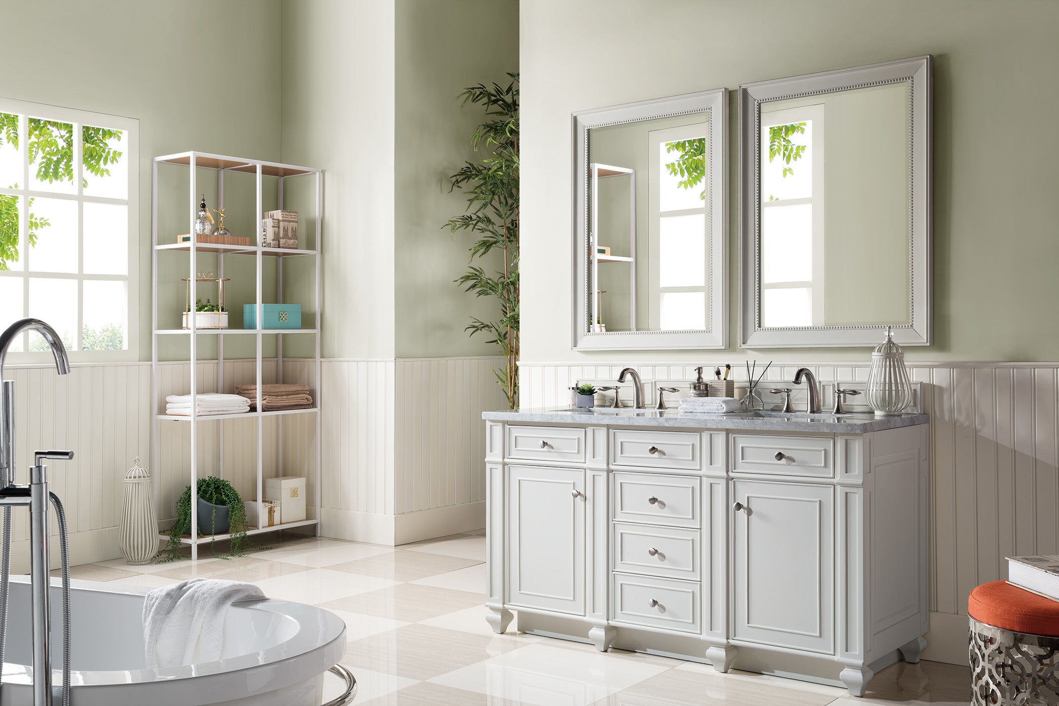 James Martin Bristol 60" Double Vanity in Bright White with 3cm Countertop