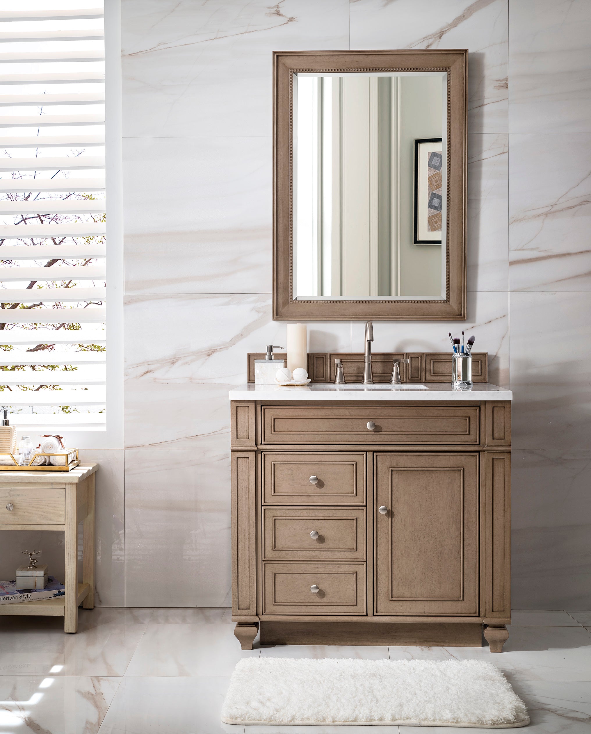 James Martin Bristol 36" Single Vanity in Whitewashed Walnut with 3cm Countertop