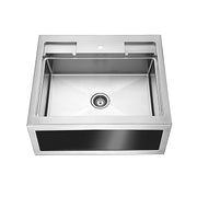 Dawn Flush Mount Apron Front Sink with Black Glass Panel Decorated DAFF3026G