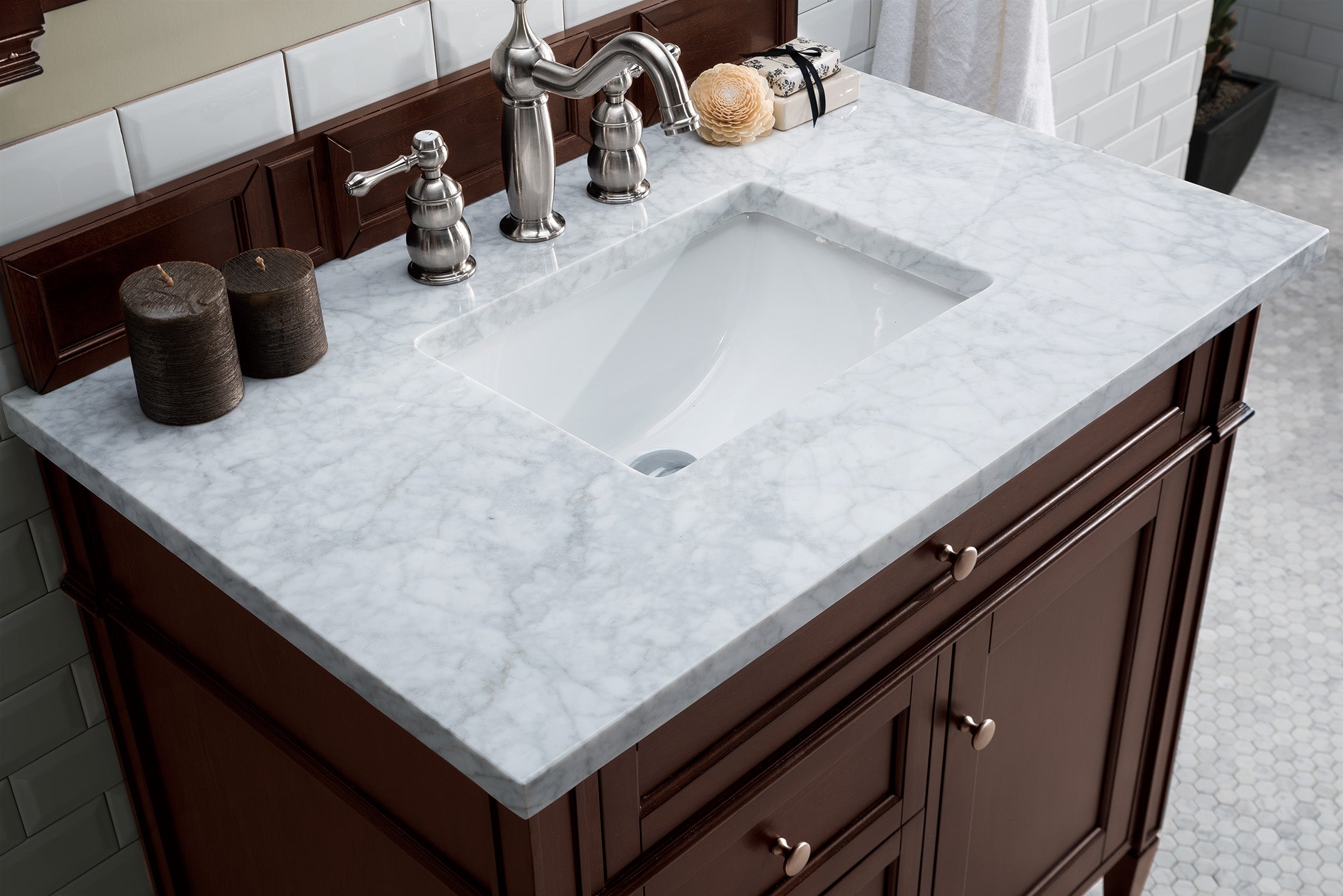 James Martin Brittany 36" Single Vanity in Burnished Mahogany with 3cm Countertop