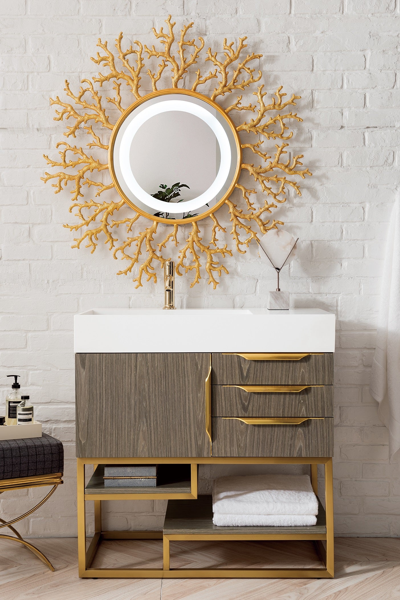 James Martin Columbia 36" Freestanding Single Vanity with Mineral Composite Stone Countertop
