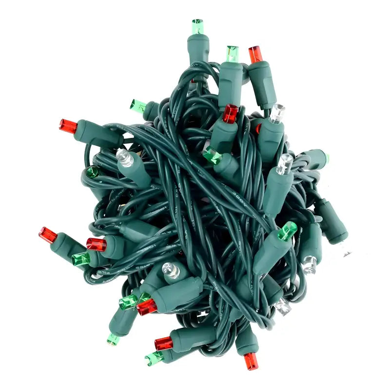 50 5mm ColorSplash Christmas Red, Green, Cool White LED Christmas Lights, 6" Spacing