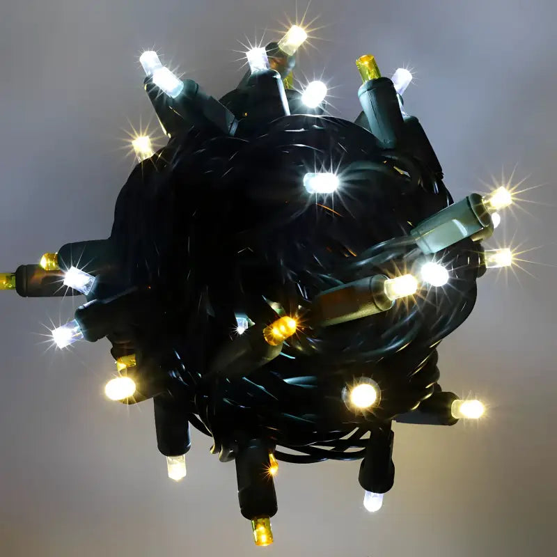 50 5mm ColorSplash Silver & Gold Warm White, Cool White, Gold LED Christmas Lights, 6" Spacing
