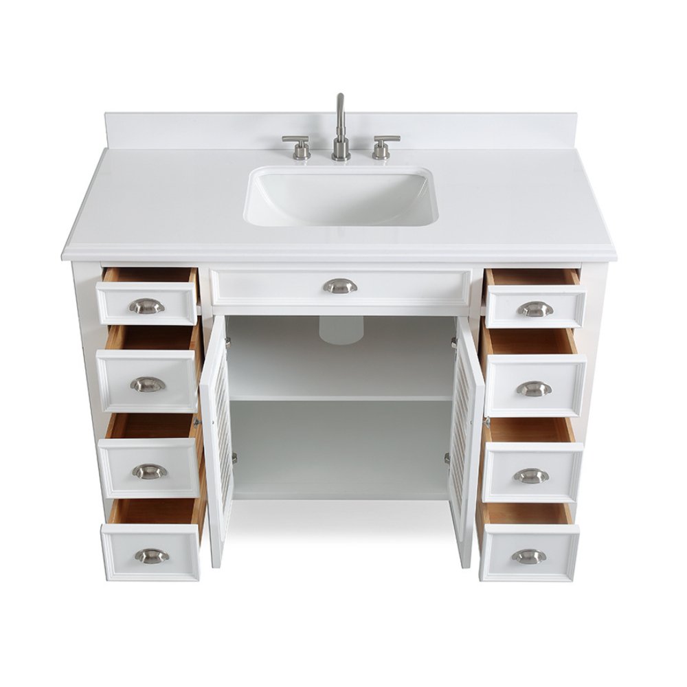 Chans Furniture GD-3028Q50 50 Inch Contemporary Style White Kalani Bathroom Vanity