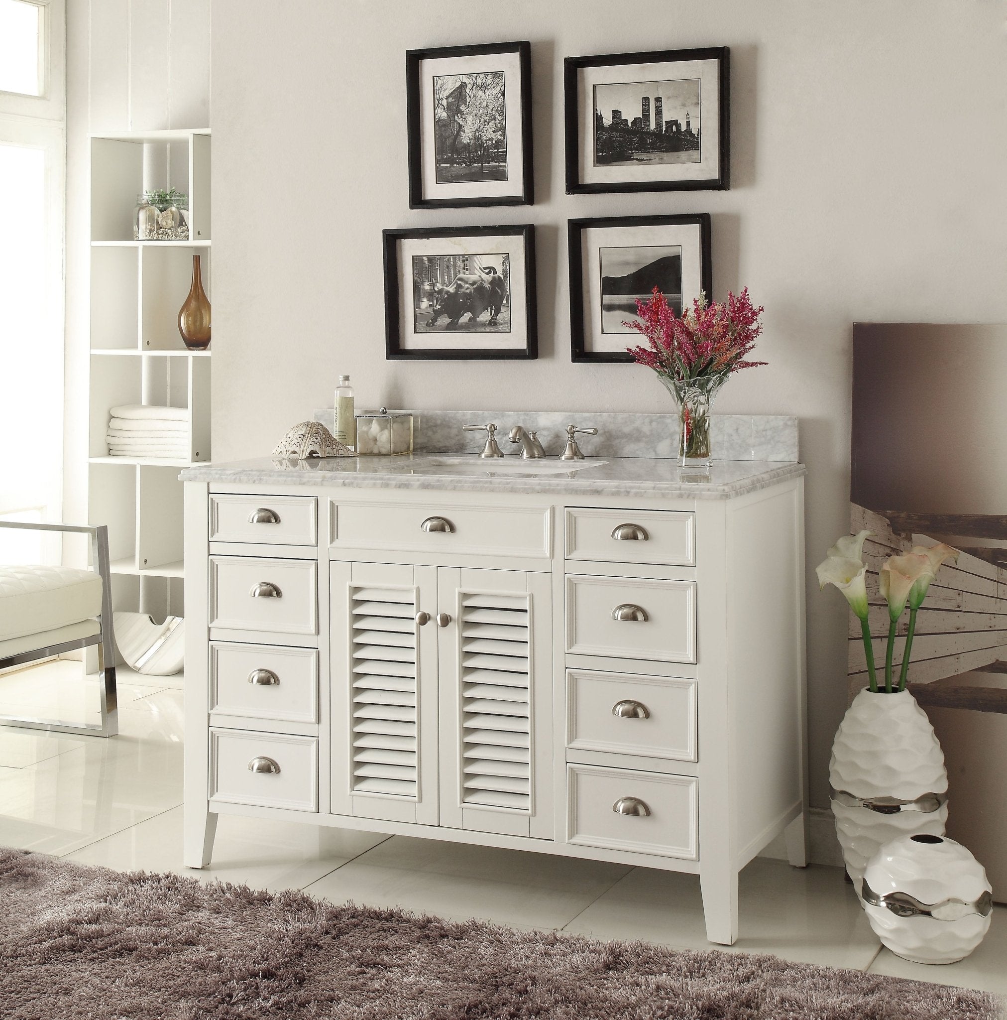 Chans Furniture GD-3028Q50 50 Inch Contemporary Style White Kalani Bathroom Vanity