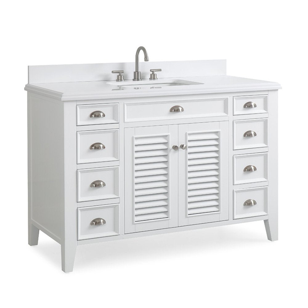 Chans Furniture GD-3028Q50 50 Inch Contemporary Style White Kalani Bathroom Vanity