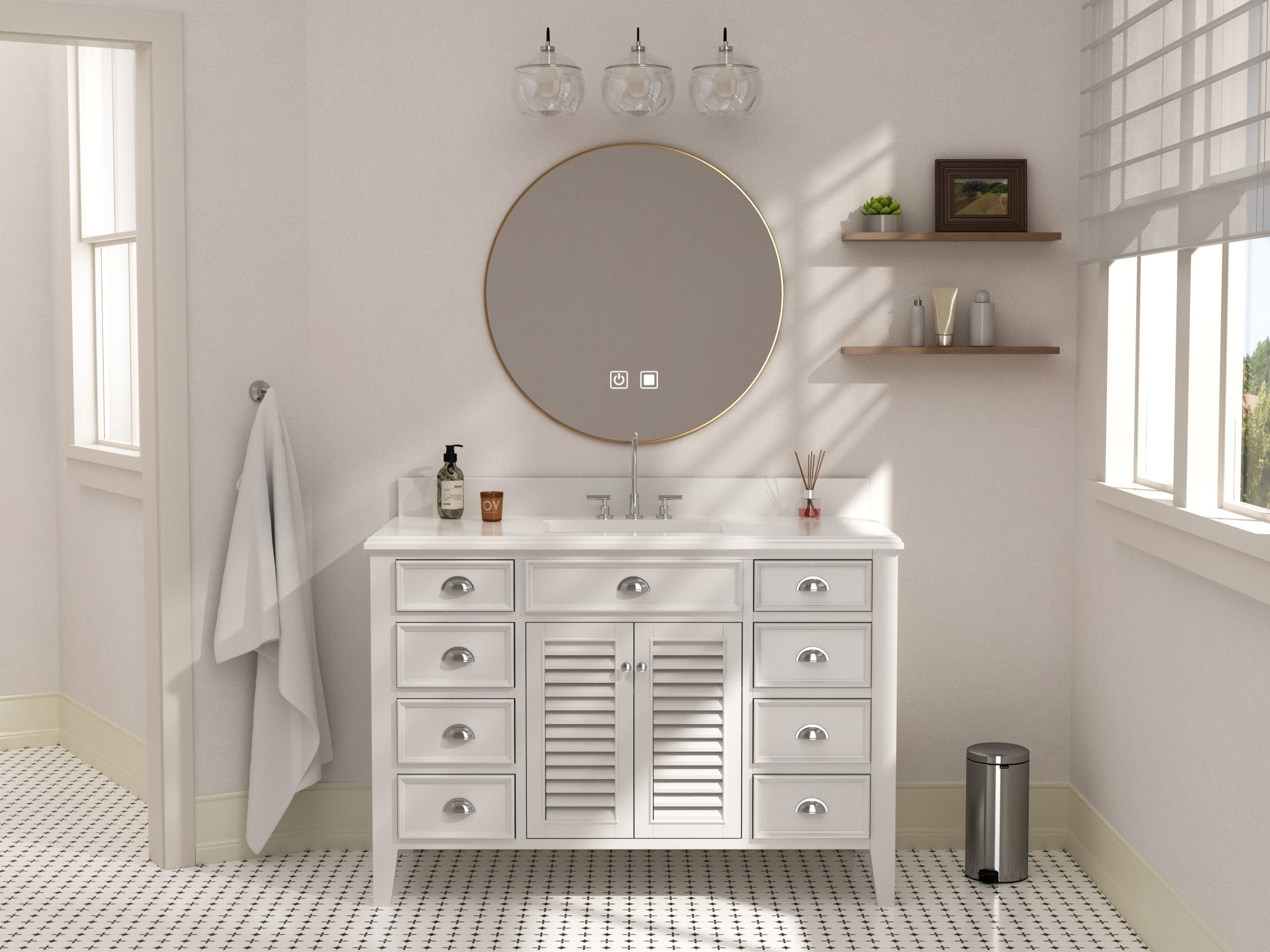 Chans Furniture GD-3028Q50 50 Inch Contemporary Style White Kalani Bathroom Vanity