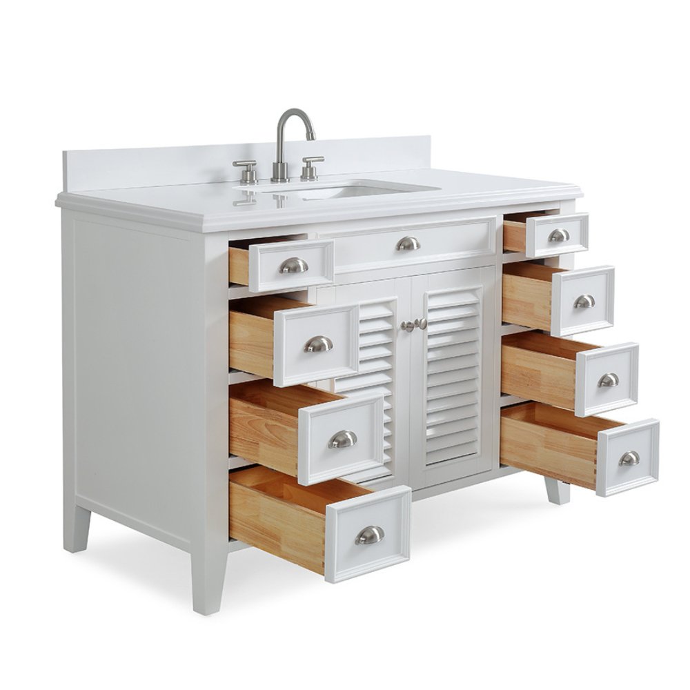 Chans Furniture GD-3028Q50 50 Inch Contemporary Style White Kalani Bathroom Vanity