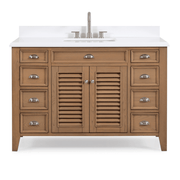 Chans Furniture GD-4028WD50-QT 50 Inch Contemporary Style Wood Finish Kalani Bathroom Vanity With White Quartz Top
