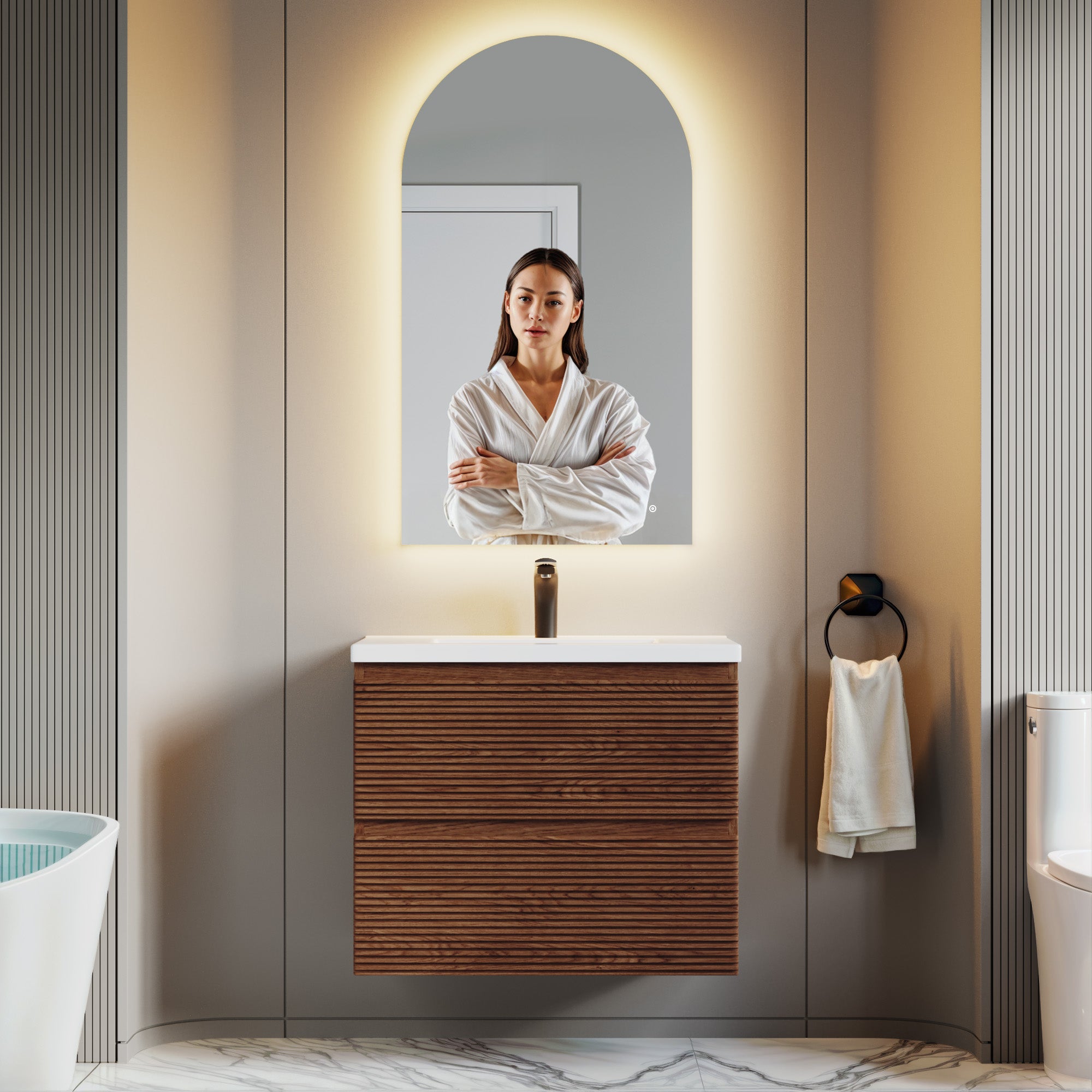 Arch Backlit Mirror With Touch Switch LED light - 5002 2442 ML