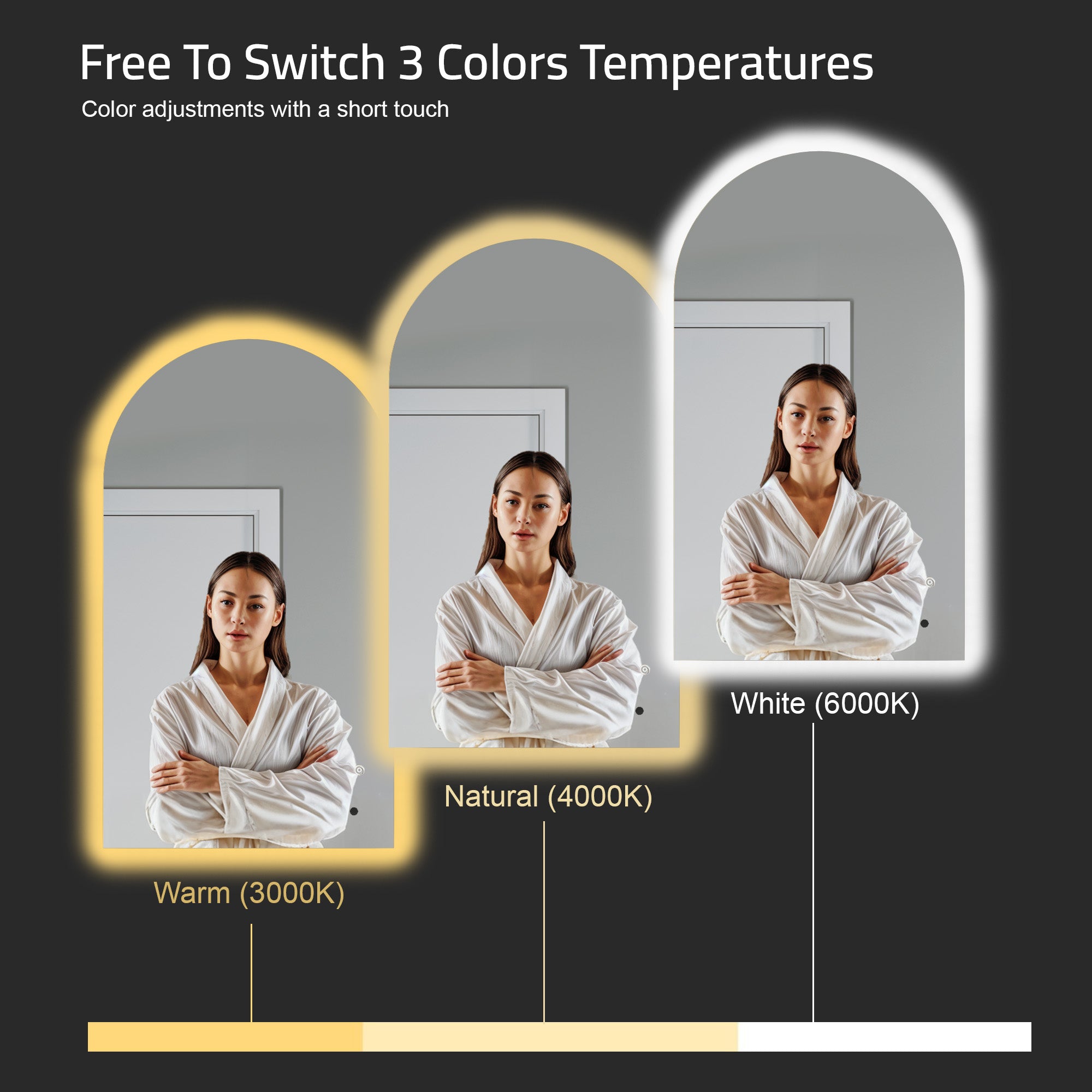 Arch Backlit Mirror With Touch Switch LED light - 5002 2442 ML