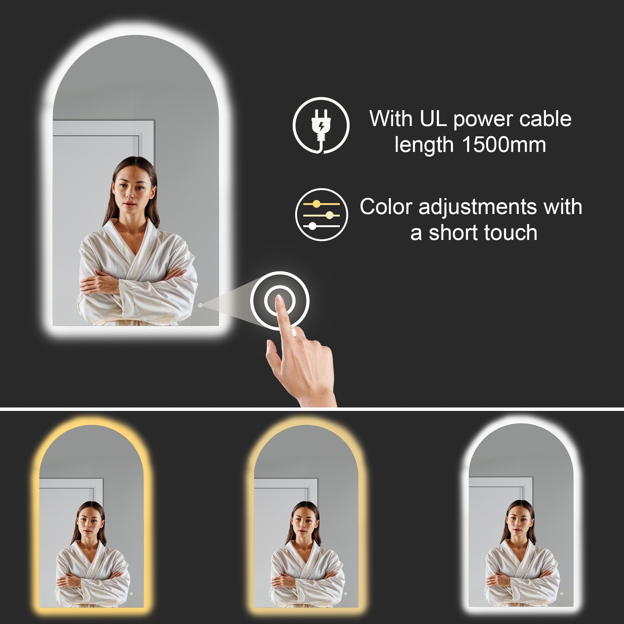 Arch Backlit Mirror With Touch Switch LED light - 5002 2442 ML