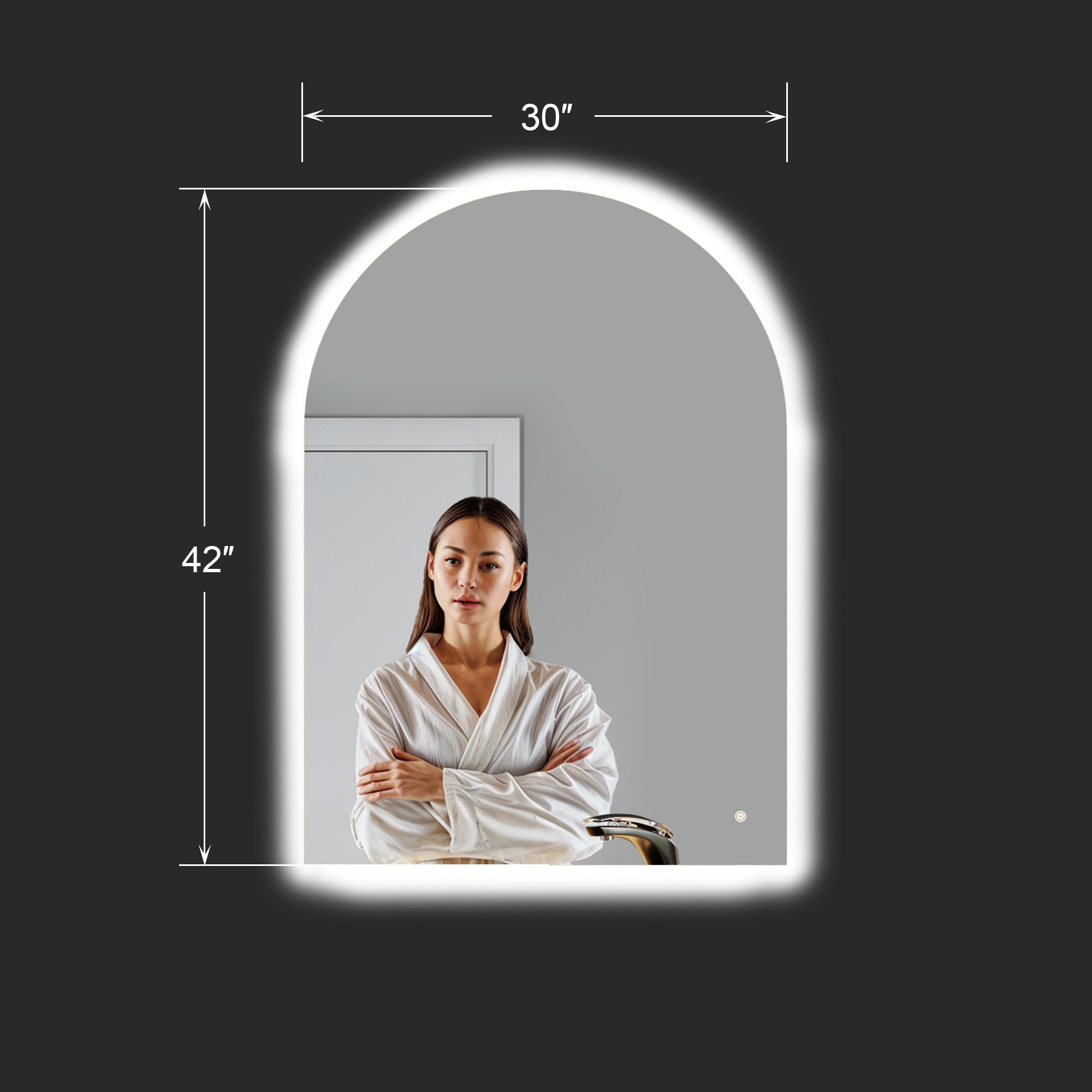 Arch Backlit Mirror With Touch Switch LED light - 5002 3042 ML