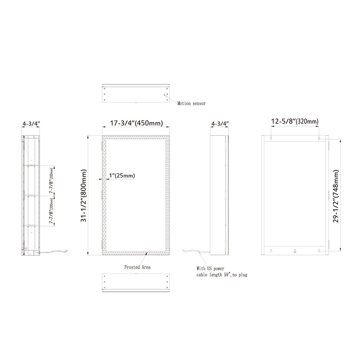 LED aluminum medicine cabinet with Induction switch 5003 1831 ML