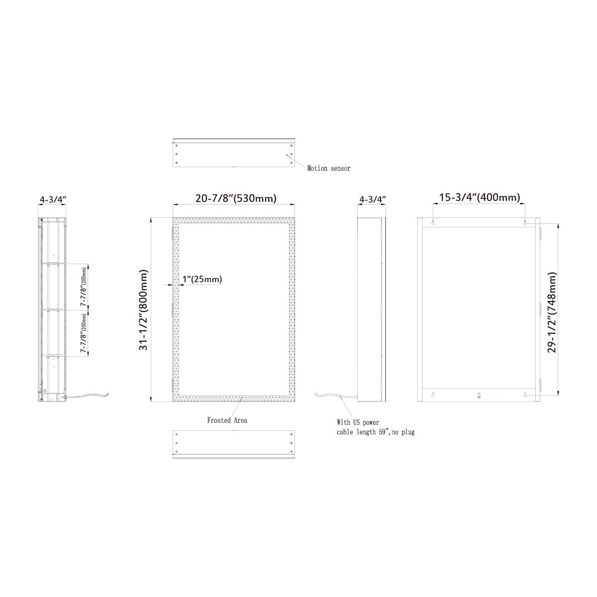 LED aluminum medicine cabinet with Induction switch 5003 2131 ML