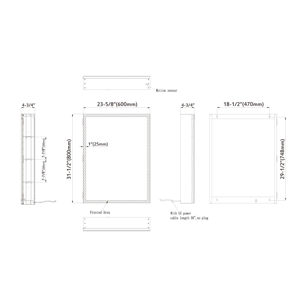 LED aluminum medicine cabinet with Induction switch 5003 2431 ML