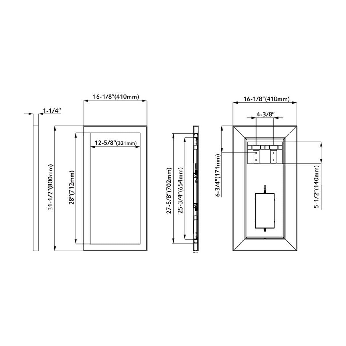 Black Alu Frame Mirror 5005 1831