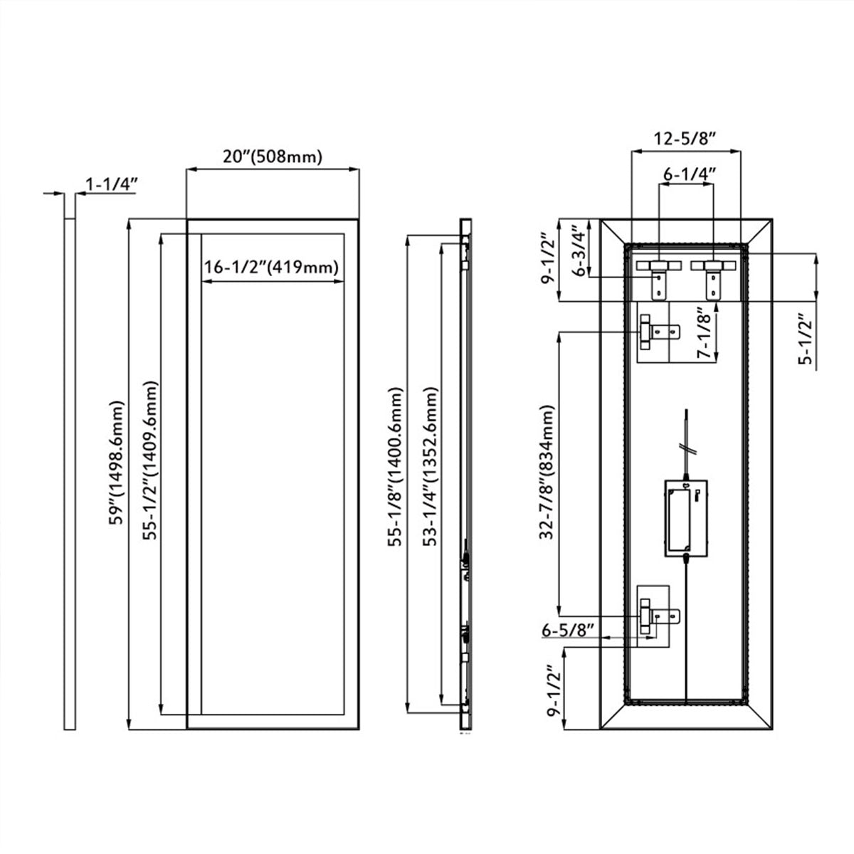 Black Alu Frame Mirror 5005 2060