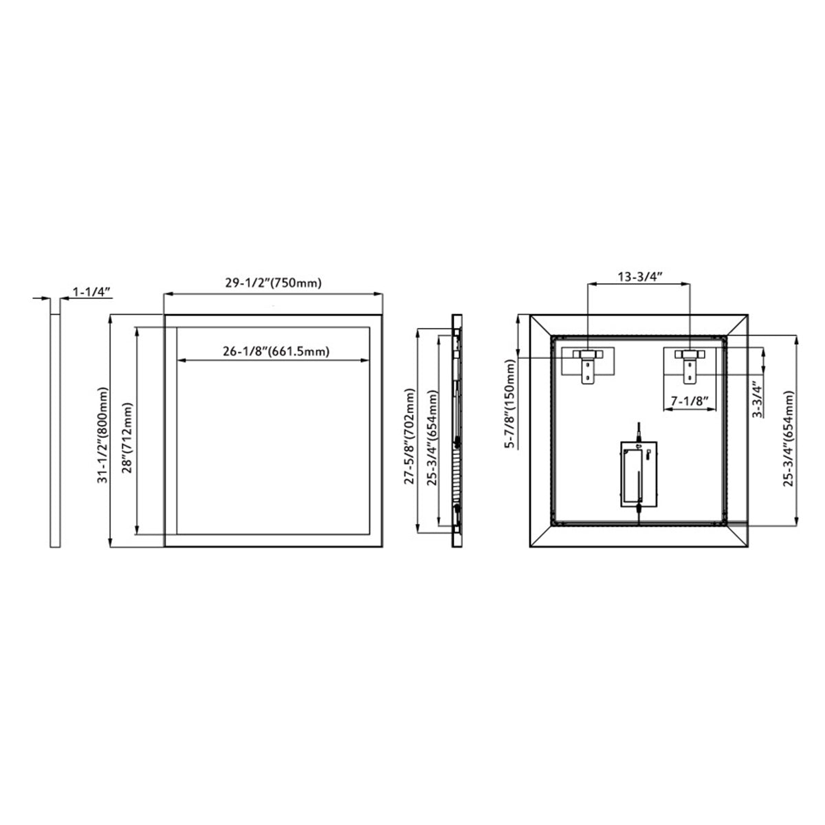 Black Alu Frame Mirror 5005 3031